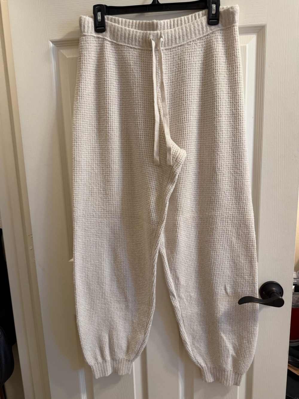 aerie Cream Waffle-Knit Drawstring Lounge Pants